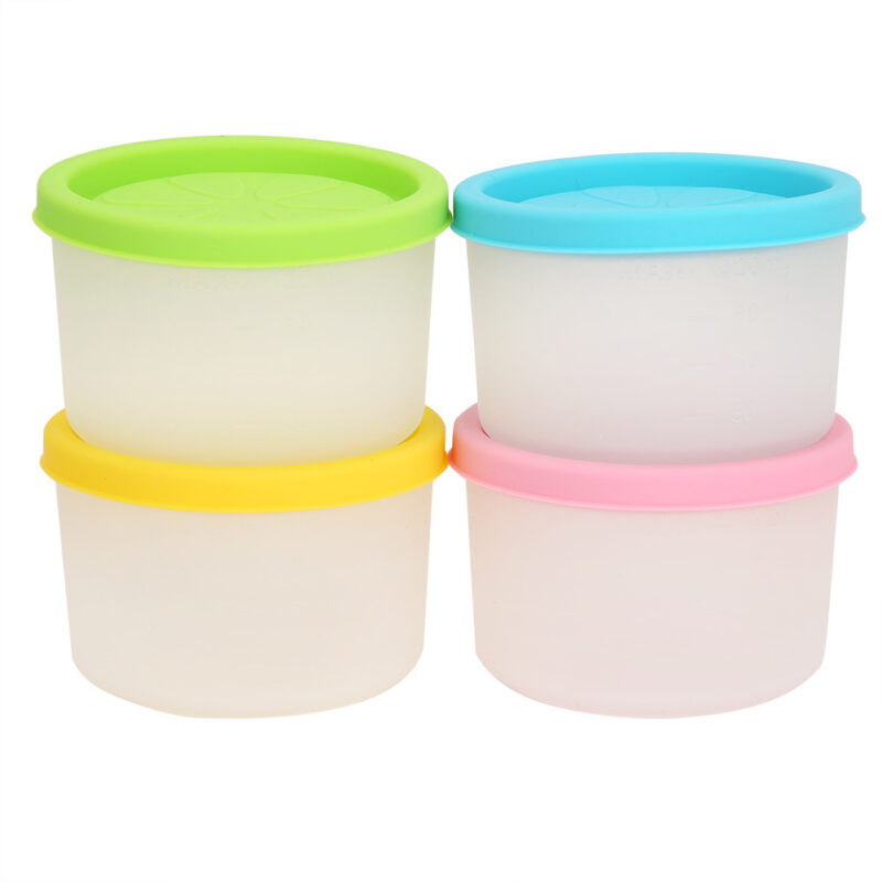 4Pcs/Set Silicone Juice Food Storage Cup Box Containers for Baby Infant Children (120ml) - Image 3