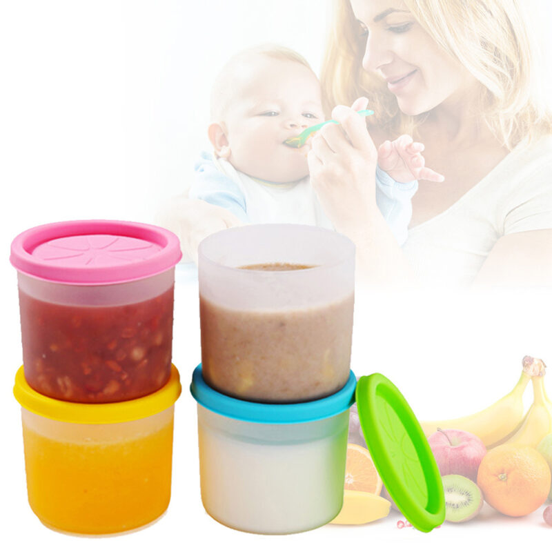 4Pcs/Set Silicone Juice Food Storage Cup Box Containers for Baby Infant Children (120ml) - Image 2